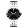 Movado Luno Men's Stainless Steel Bracelet Watch W/ Black Dial from Pedre